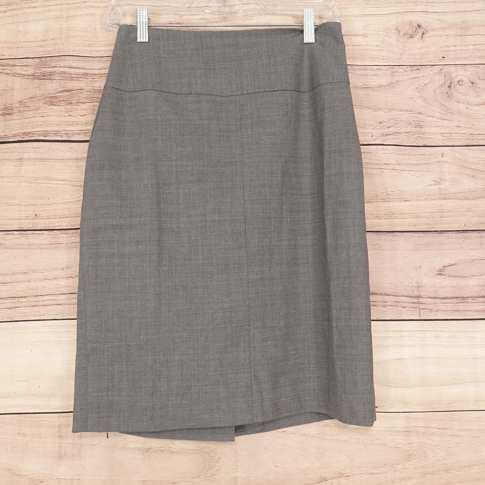 Banana Republic Skirt Womens 4 Gray Pencil Knee Length Lined Stretch Workwear